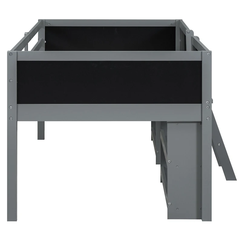 Streamdale Loft bed with shelves, ladder, guardrail chalkboard