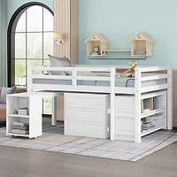 Streamdale Multifunctional Loft Bed with Desk, Storage, and Shelves