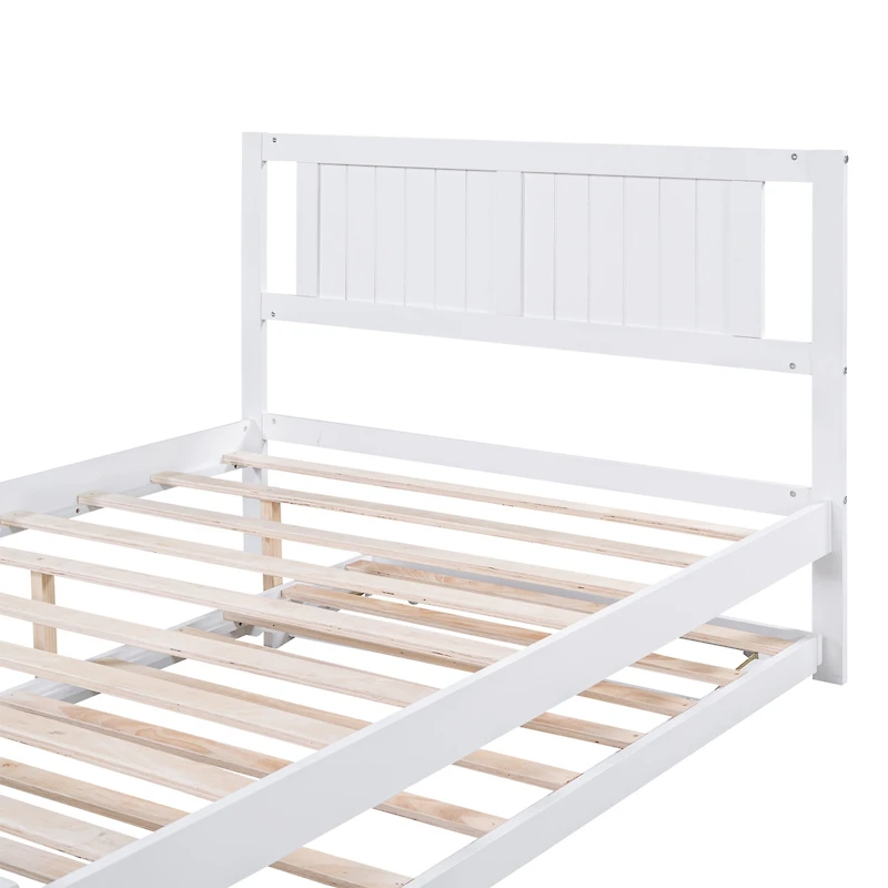Streamdale Full Size Platform Bed With Adjustable Trundle