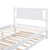 Streamdale Full Size Platform Bed With Adjustable Trundle