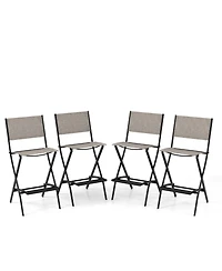 Slickblue Outdoor Folding Bar Height Stool Set of 4 with Metal Frame and Footrest