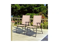 Slickblue Set of 2 Patio Folding Sling Back Camping Deck Chairs