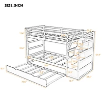 Streamdale Twin-Over-Twin Bunk Bed With Twin Trundle And 3 Storage Stairs