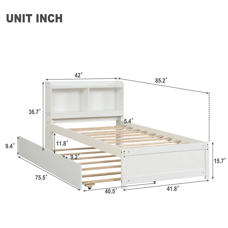 Streamdale Twin Bed With Trundle, Bookcase