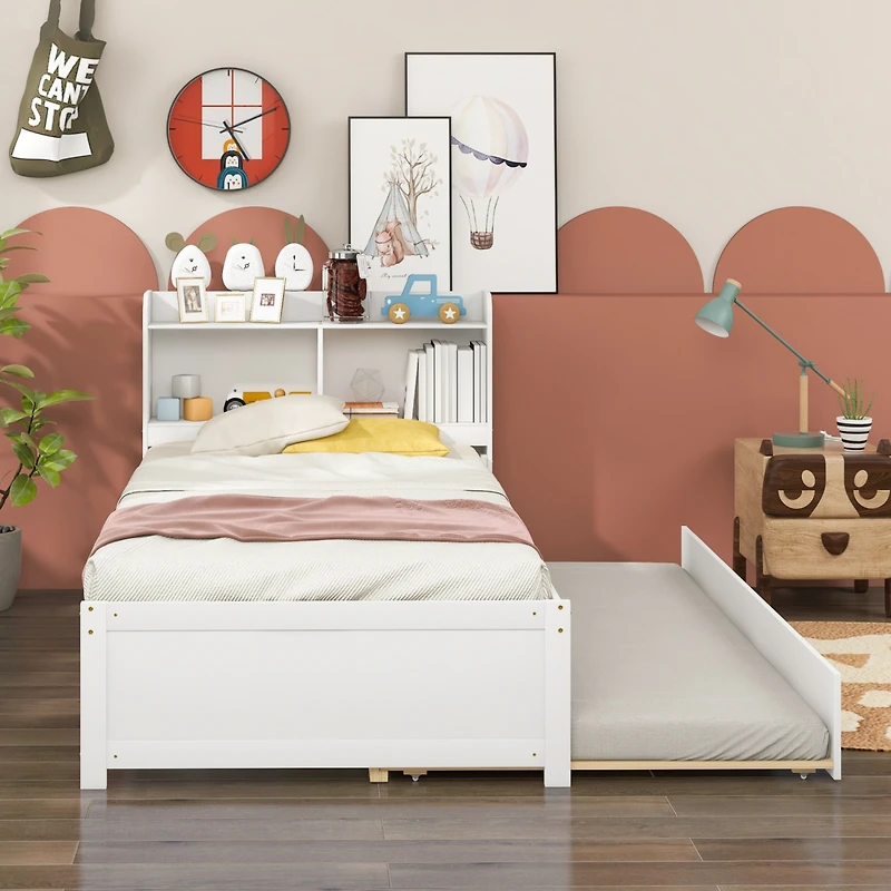 Streamdale Twin Bed With Trundle, Bookcase
