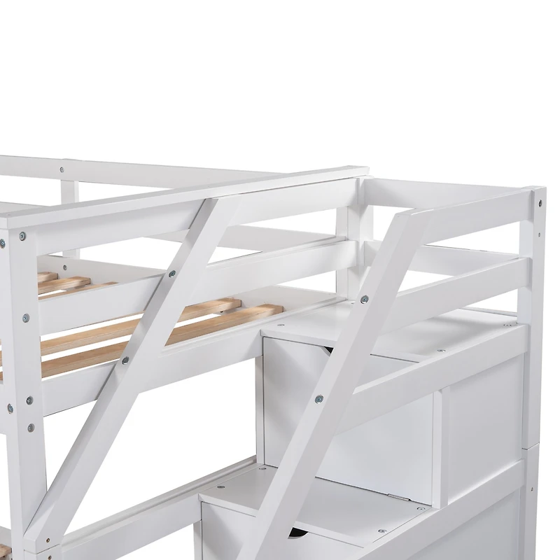 Streamdale Twin-Over-Twin Bunk Bed With Twin Trundle And 3 Storage Stairs