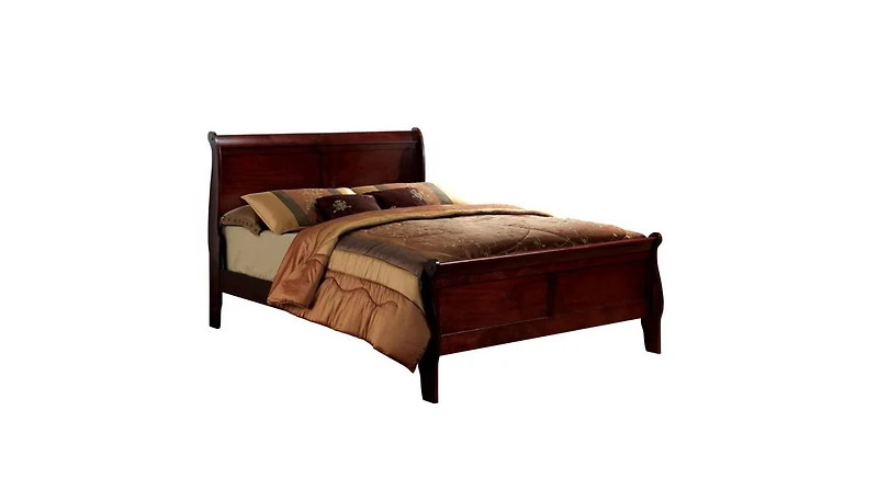 Queen Size Bed Cherry Louis Philippe Solid Wood 1 Piece Bed Bedroom Sleigh Bed Bedroom Furniture