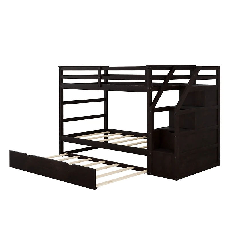 Streamdale Twin-Over-Twin Bunk Bed With Twin Trundle And 3 Storage Stairs