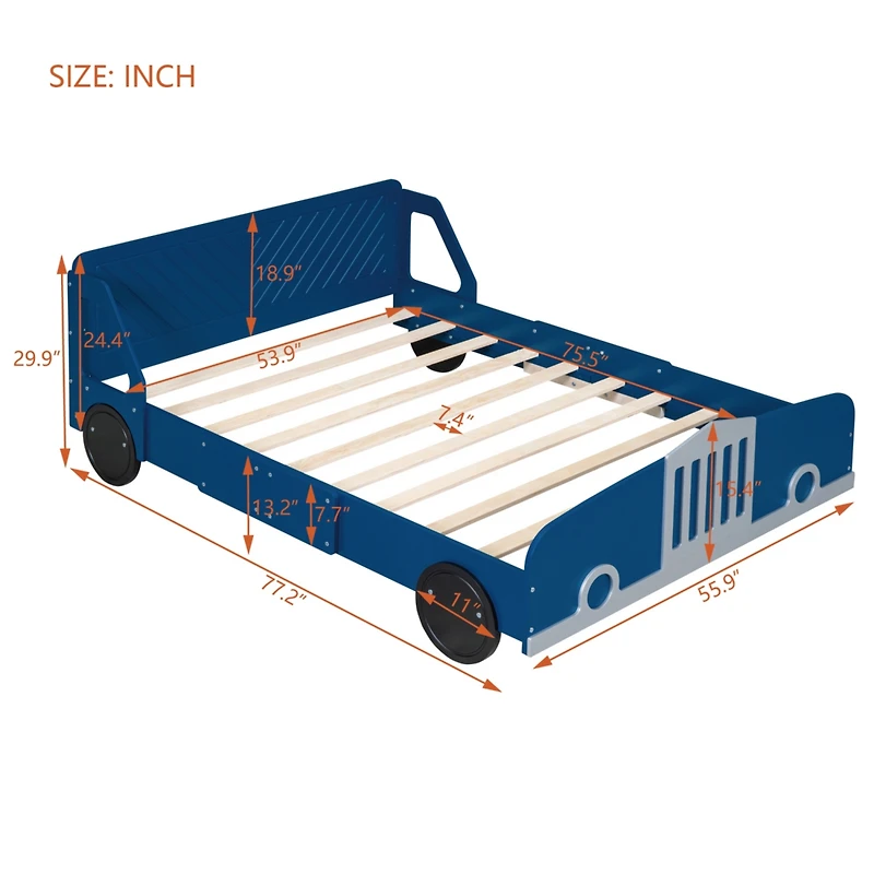 Streamdale Full Car-Shaped Platform Bed With Wheels