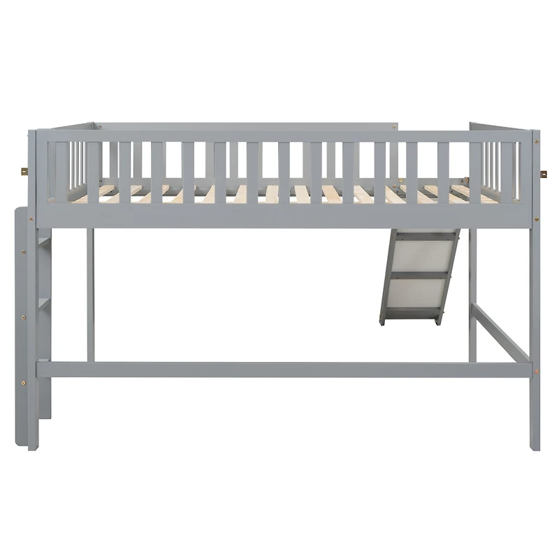 Streamdale Full Size Low Loft Bed With Ladder And Slide