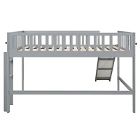Streamdale Full Size Low Loft Bed With Ladder And Slide