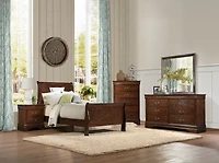 Streamdale Classic Louis Twin Bed, Brown Cherry Finish