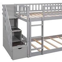 Simplie Fun Stairway Twin Over Twin Bunk Bed With Two Drawers And Slide