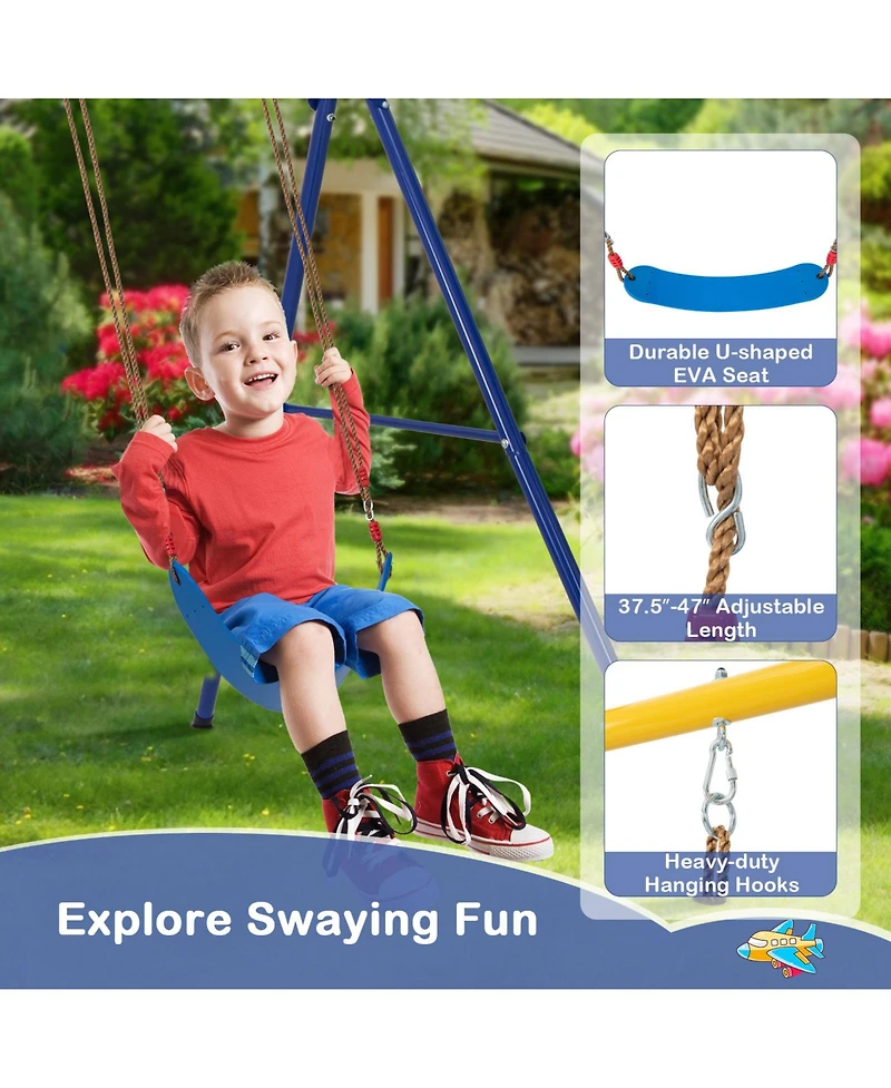 Slickblue Boys 4-in-1 660 lbs Heavy Duty Swing Set Aged 3-9 Years Old-Yellow