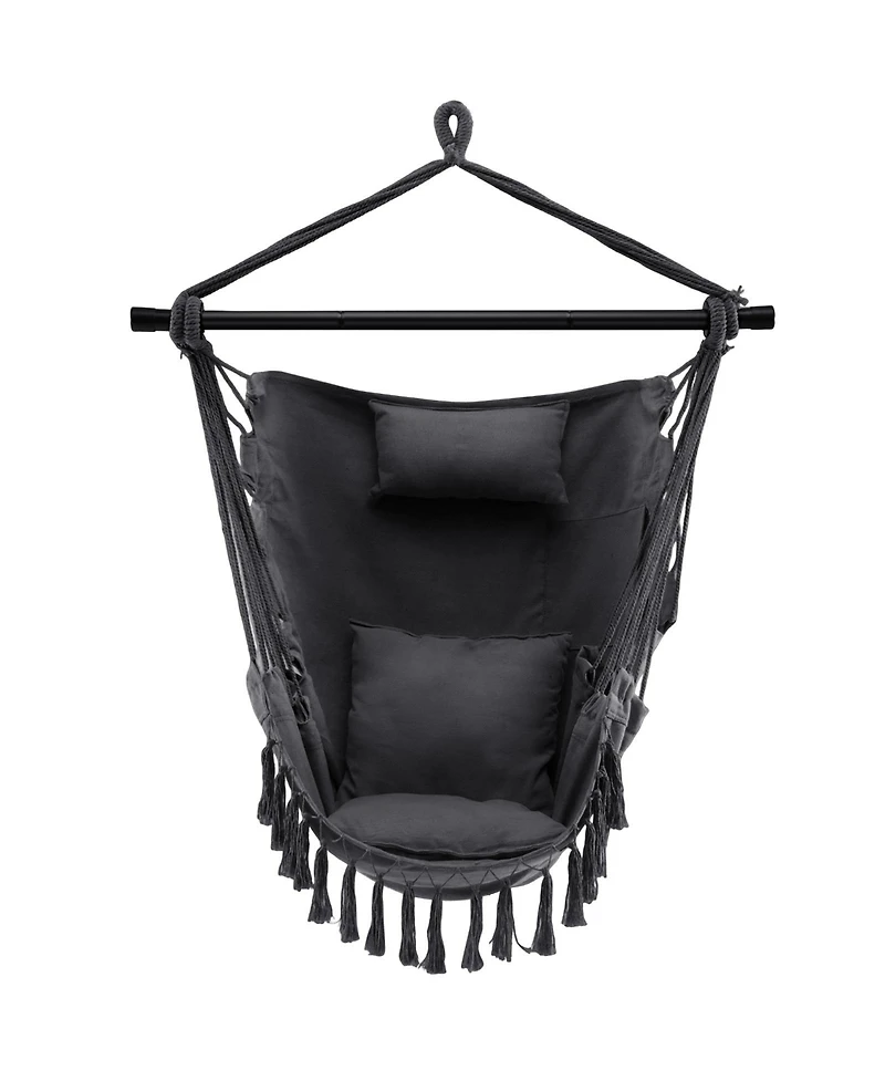 Slickblue Hanging Rope Swing Chair with Soft Pillow and Cushions