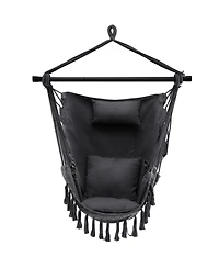 Slickblue Hanging Rope Swing Chair with Soft Pillow and Cushions