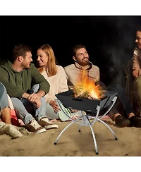 Slickblue 3-in-1 Camping Campfire Grill with Stainless Steel Grills Carrying Bag & Gloves