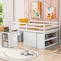 Streamdale Loft Bed with Desk, Drawers, Stairs, Shelves