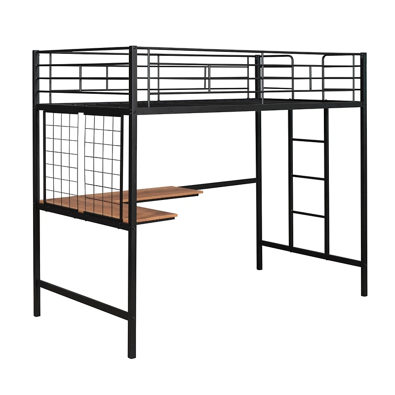 Streamdale Twin Metal Loft Bed With Desk And Grid