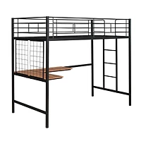 Streamdale Twin Metal Loft Bed With Desk And Grid