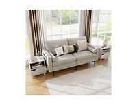 Slickblue Mid Century Modern Bedside Table with Storage Drawer and Open Shelf-White