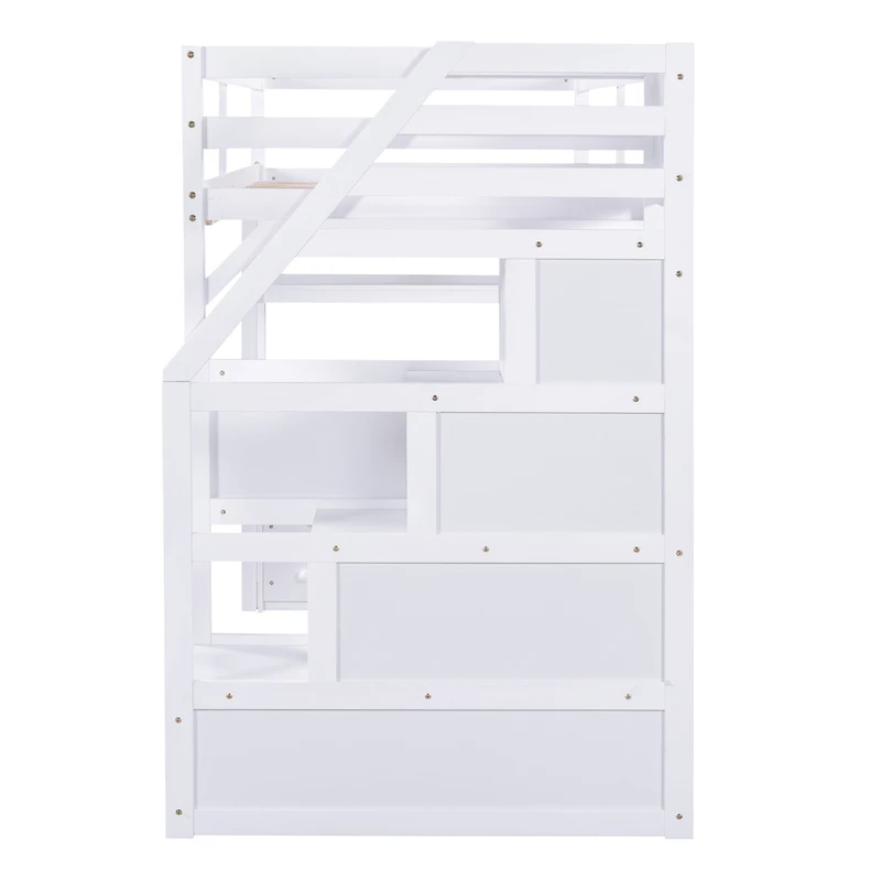 Streamdale Loft Bed with Desk, Drawers, Shelves & Staircase