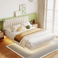 Streamdale Queen Velvet Bed with Headboard and Light Sensor