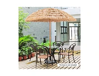 8 Feet Patio Thatched Tiki Umbrella Hawaiian Hula Beach Umbrella