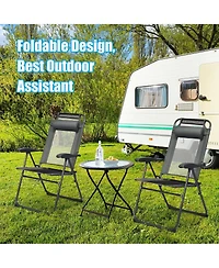 Slickblue 4 Pieces Patio Garden Adjustable Reclining Folding Chairs with Headrest