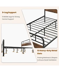 Full Size Bed Frame with Industrial Headboard-Full Size