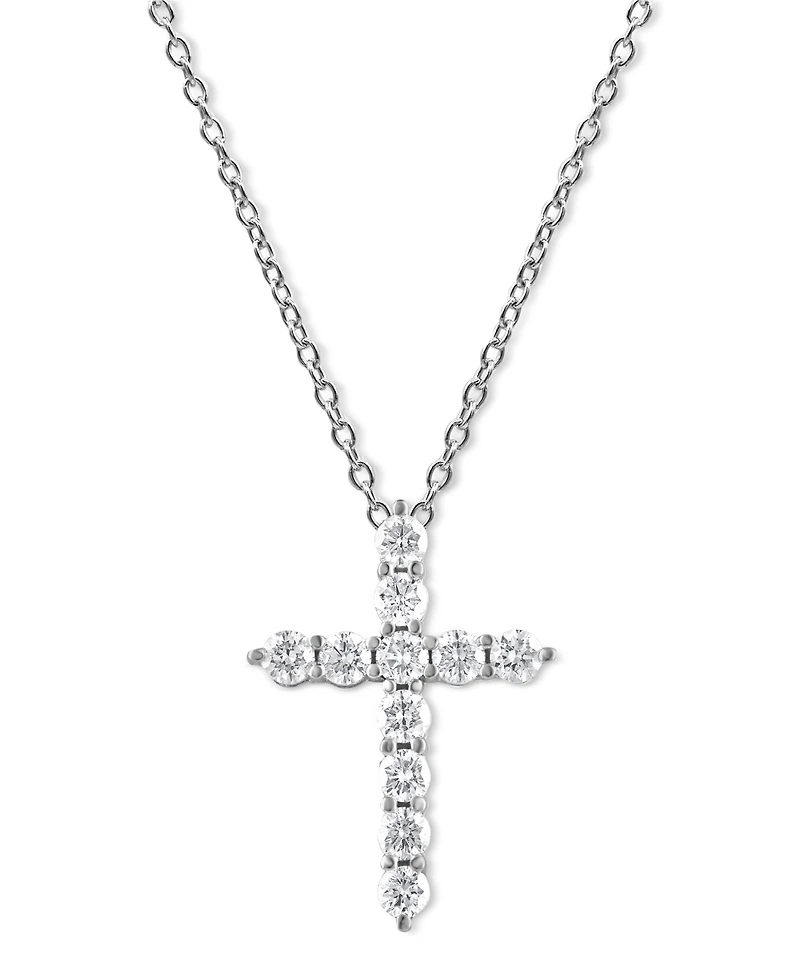 Diamond Cross Pendant Necklace (1 ct. t.w.) 14k White, Yellow or Rose Gold