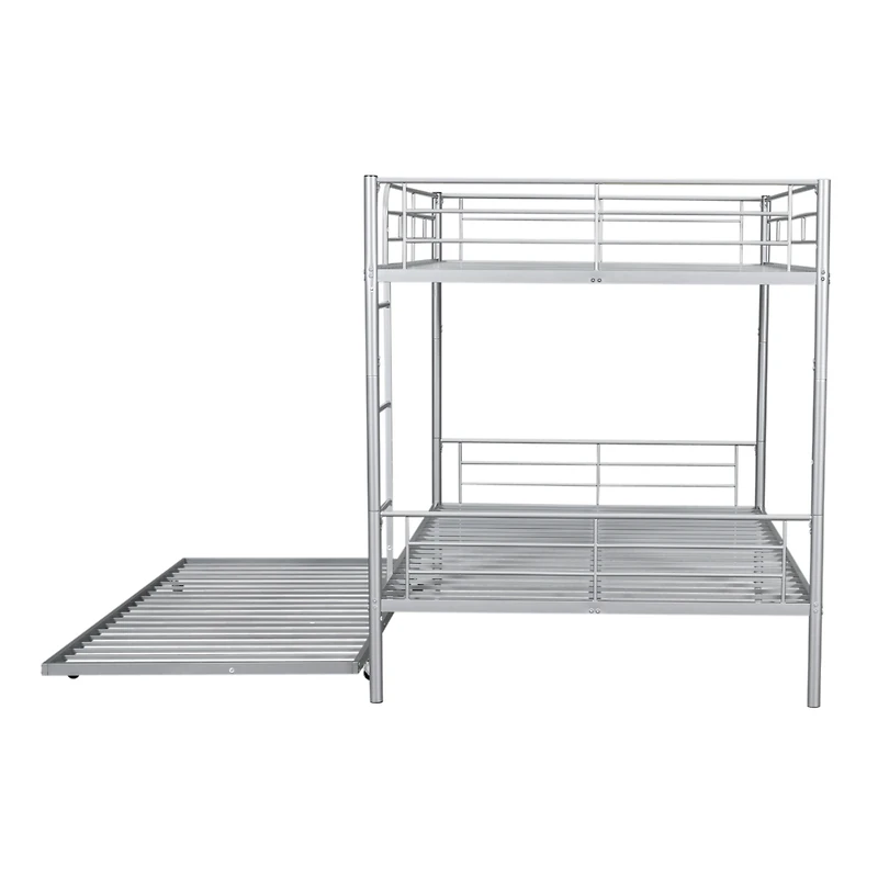 Streamdale Full Over Metal Bunk Bed With Trundle, Silver