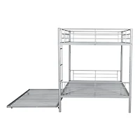 Streamdale Full Over Metal Bunk Bed With Trundle, Silver