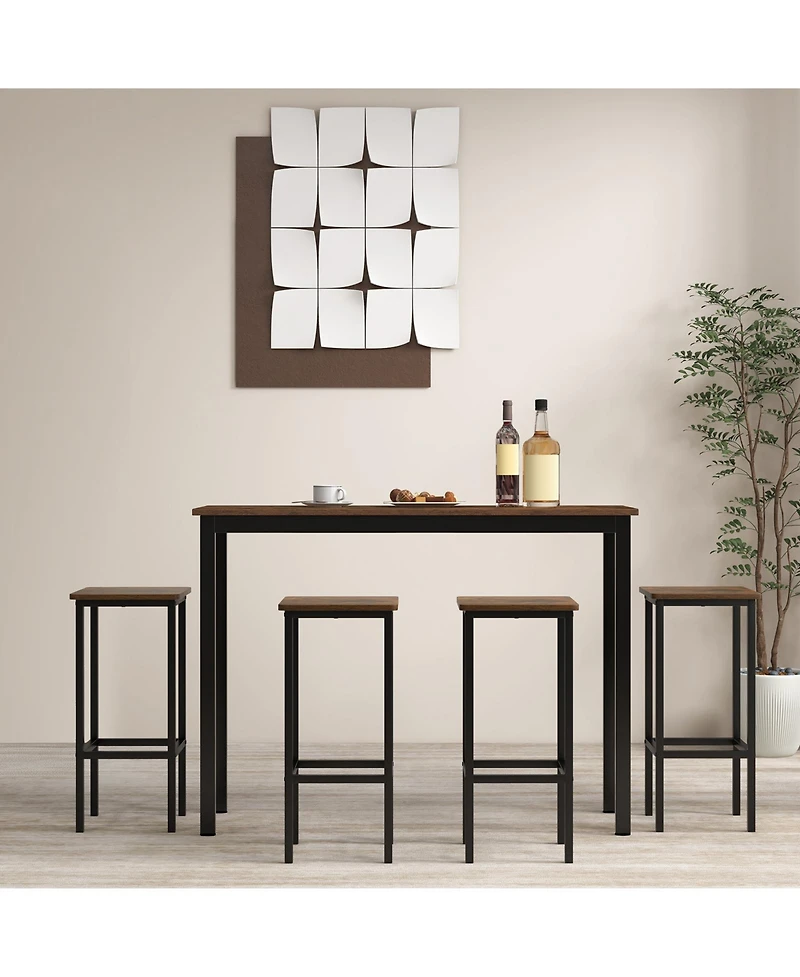 Slickblue Set of 4 Bar Stool 26" Chair with Metal Legs and Footrest