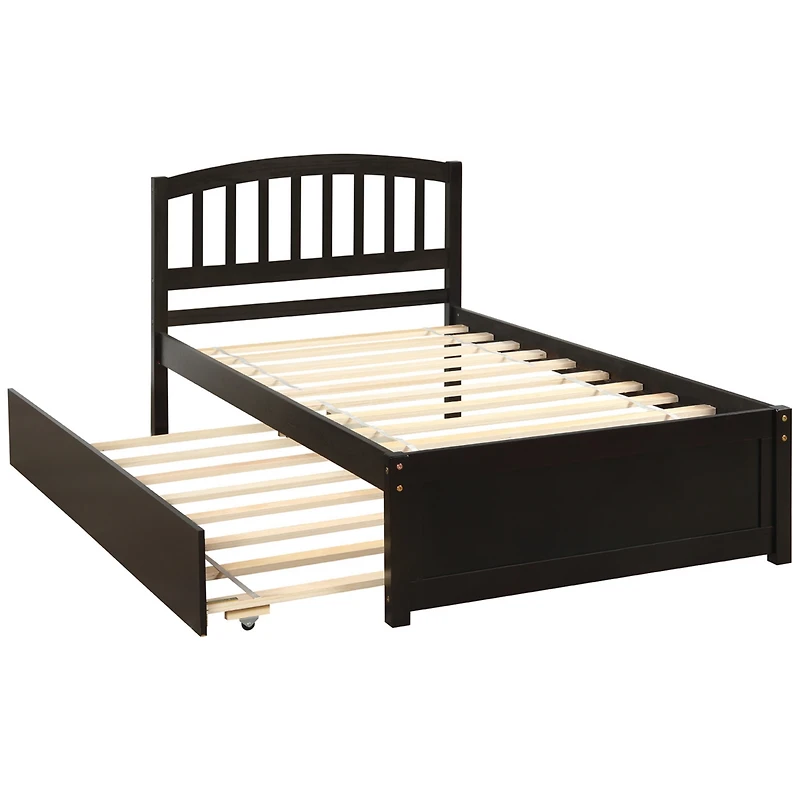 Streamdale Twin Platform Bed Wood Frame With Trundle