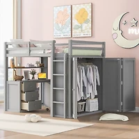 Streamdale Full Size Loft Bed With Drawers, Desk, And Wardrobe