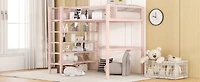 Streamdale Twin Metal Loft Bed With 4Tier Shelves And Storage, White