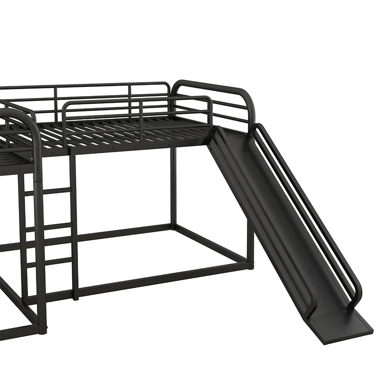 Streamdale Full And Twin Size L-Shaped Bunk Bed With Slide And Short Ladder