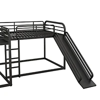 Streamdale Full And Twin Size L-Shaped Bunk Bed With Slide And Short Ladder