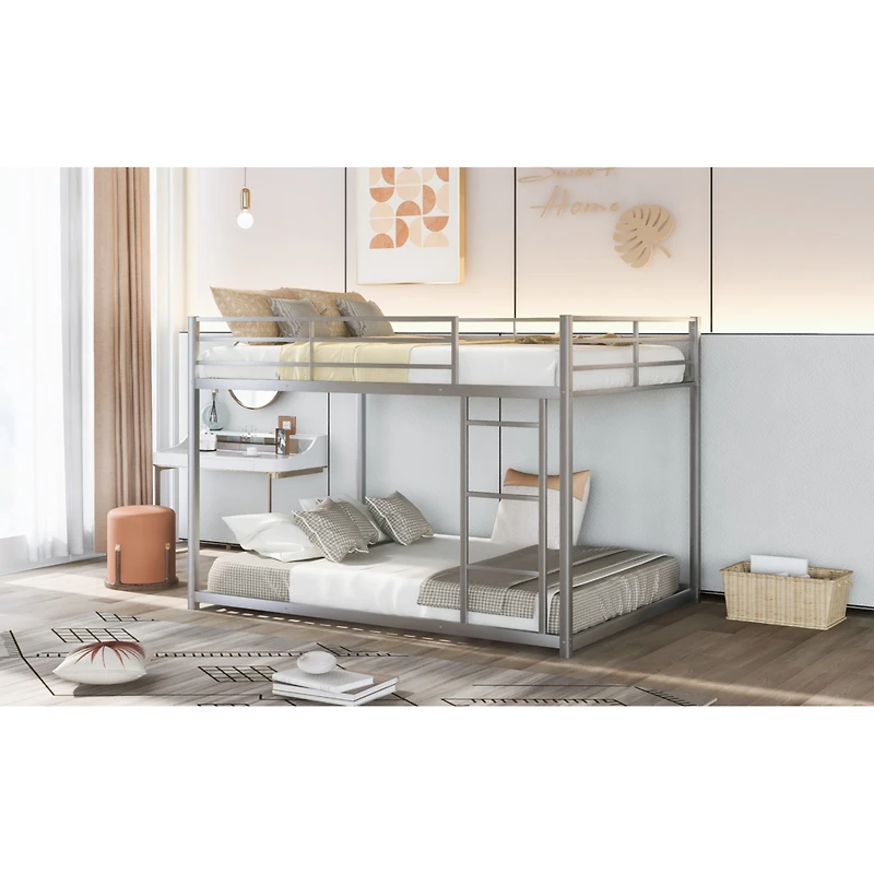 Streamdale Full Over Metal Bunk Bed, Low Bed With Ladder