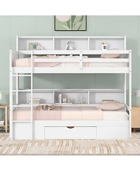 Streamdale Twin Bunk Bed with Shelves and Drawer