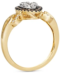 Le Vian Nude Diamond & Chocolate Diamond Pear Halo Ring (1/2 ct. t.w.) in 14k Two-Tone Gold
