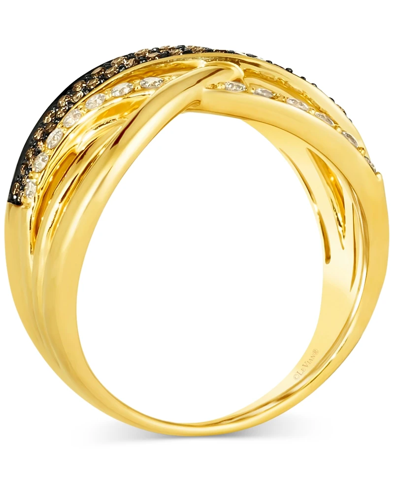Le Vian Chocolate Diamond & Nude Diamond Crossover Ring (1/3 ct. t.w.) in 14k Gold