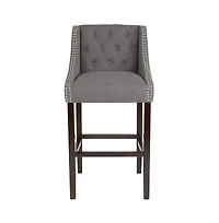 Hadleigh Upholstered Barstool 30" High Transitional Tufted Barstool With Accent Nail Trim