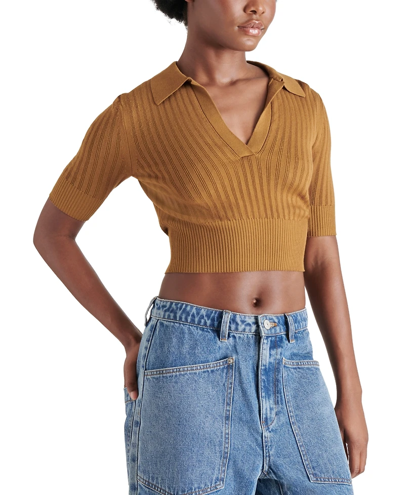 Steve Madden Women's Charlise Cropped Polo Sweater
