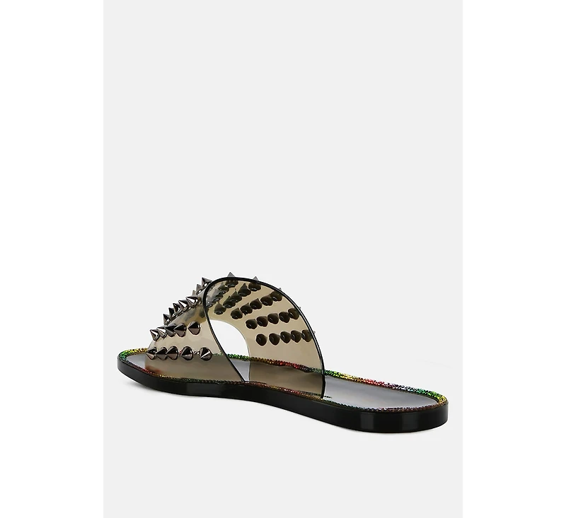 bolly punk stud clear jelly flats