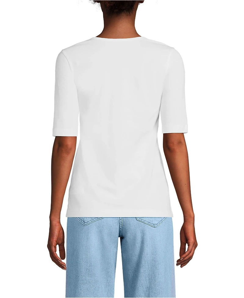 Lands' End Women's Supima Cotton Henley T-Shirt