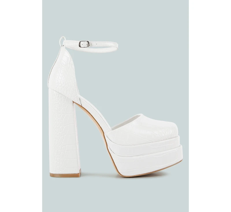 Tempt me croc textured high block heel sandals