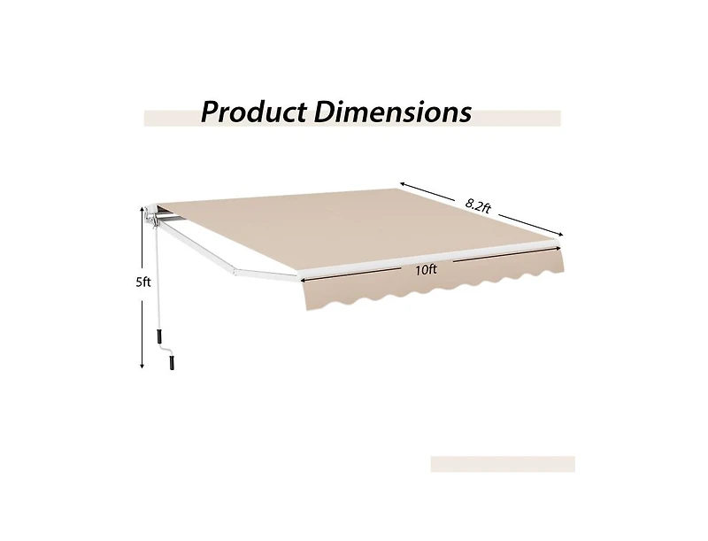 Slickblue Outdoor Manual Retractable Awning Cover Shelter Patio Sun Shade-Beige
