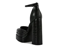 Tempt me croc textured high block heel sandals